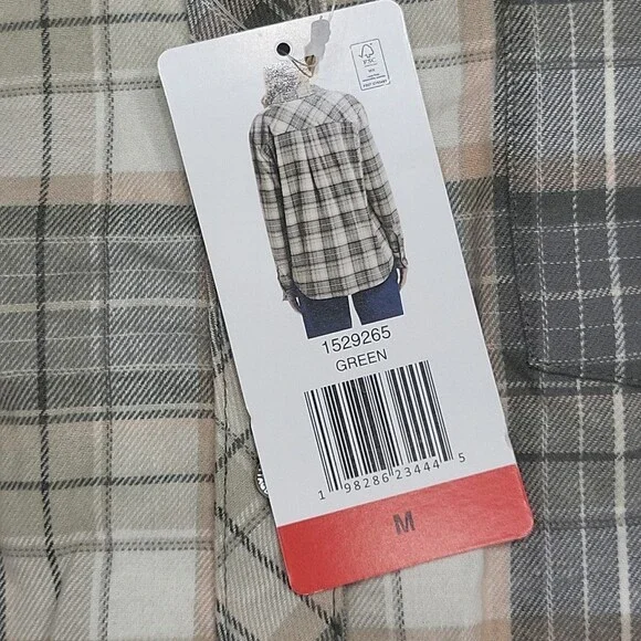 Weatherproof Vintage Womens Plaid Print Flannel Shirt Top Medium Size Green - Picture 7 of 9
